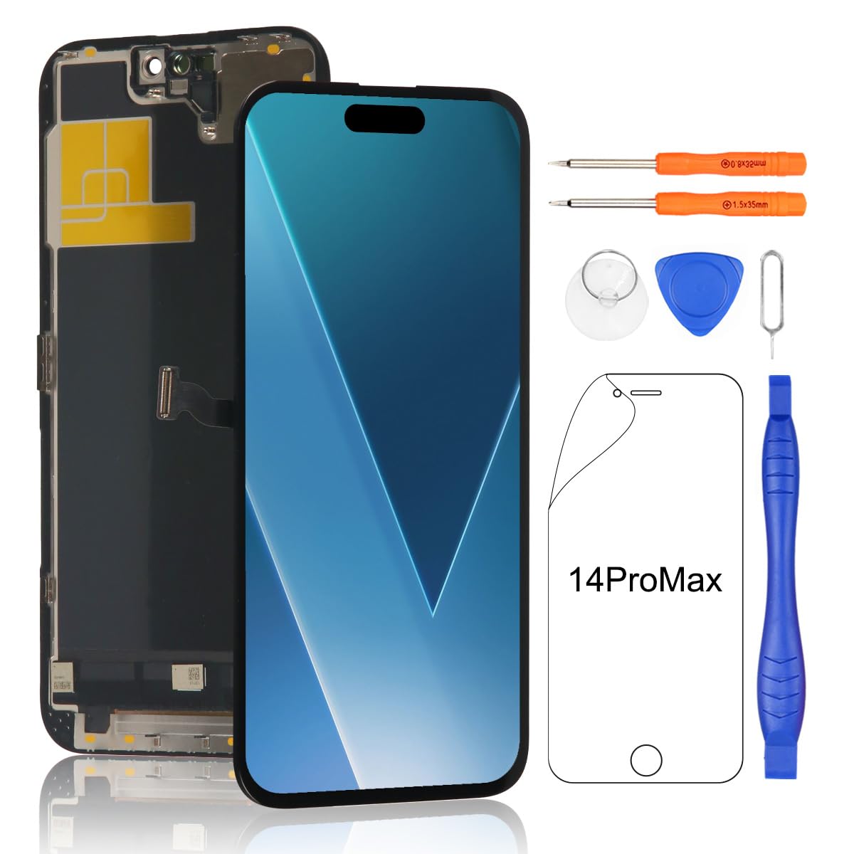 Photo 1 of Yodoit for iPhone 14 Pro Max Screen Replacement Kit LCD COF Full HD Display 3D Touch Digitizer Glass Assembly with Repair Tool 6.7 Inch Black