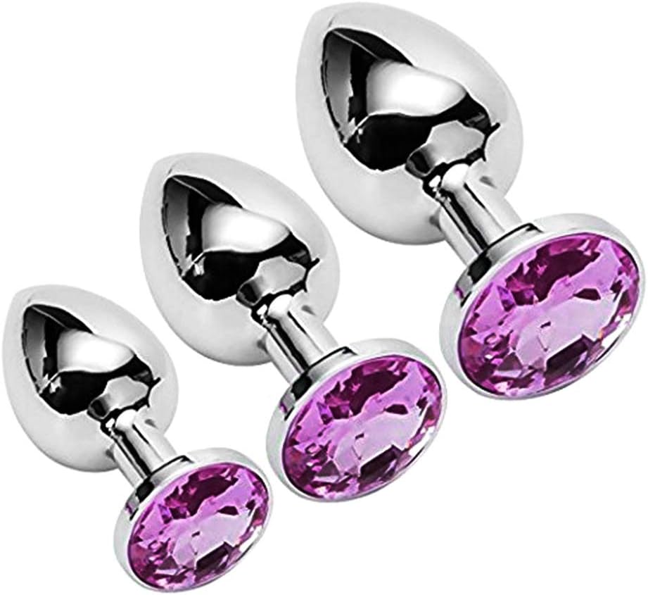 Qisuw 3 Pcs Round Shaped Amal Plug with Jewelry Base - Buttt Beauty Tool for Women Men Gasy Cosplay
