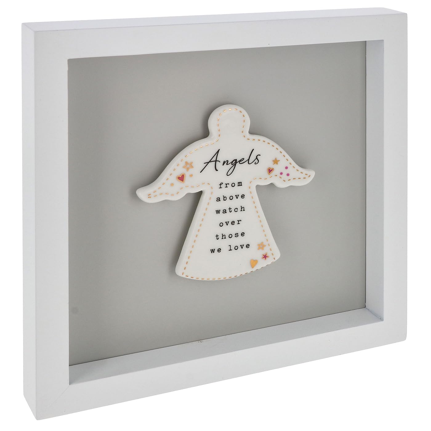 Shudehill Giftware Heartfelt Art Butterfly, Square, House, Angels or Heart Plaque in White Frame Large - Mum, Dad, Grandad, Friends, Family, Home (Angel Angels)