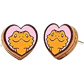 Wooden Stud Earrings for Women,Bigfoot Softball Tennis Penguin Turtle Bee Dog Cat Cow Duck Santa Sloth Hippo Daisy Dolphin Cute Vintage Hypoallergenic Wood Studs Jewelry Gifts for Women