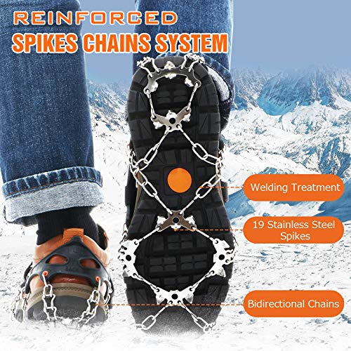 MATCC Snow Ice Cleats Traction Cleats Spikes Crampons with 19 AntiSlip
