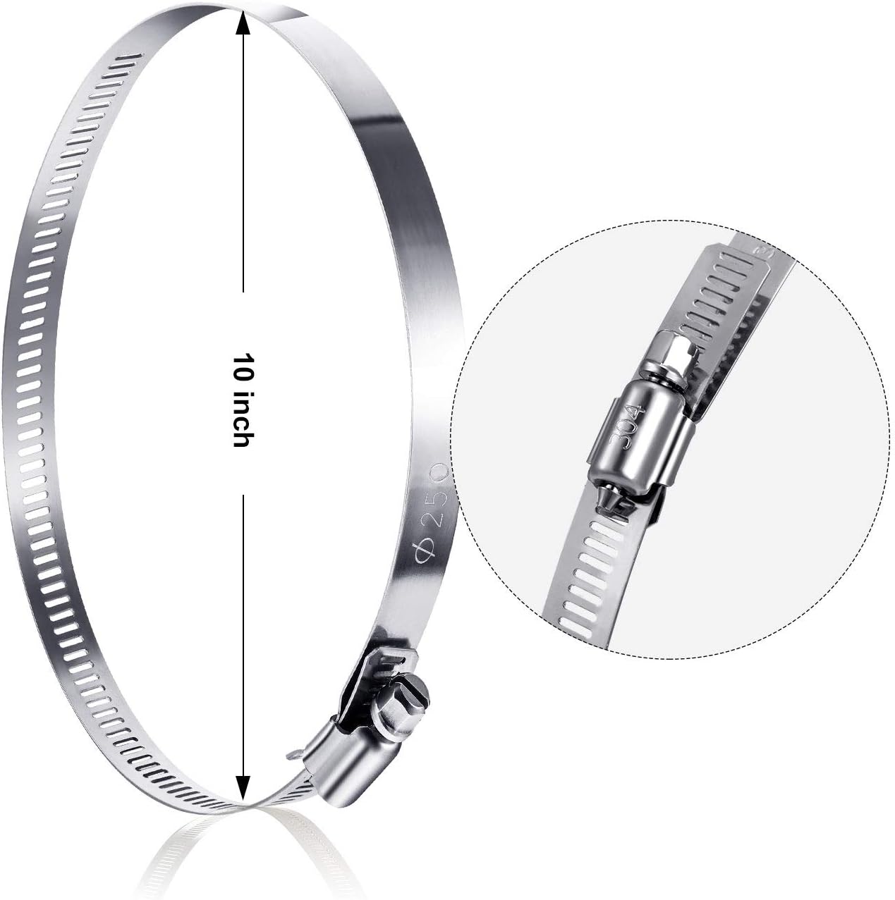 10 Inch Boao 4 Pieces Adjustable 304 Stainless Steel Duct Clamps Hose