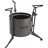 Kuvik Titanium Siphon Alcohol Stove with Stand - Ultralight and Compact | Corrosion Resistant, Folding Pot Arms, Ultralight Titanium, Easy to Use, Works with a Variety of Fuels, Carrying Bag Included