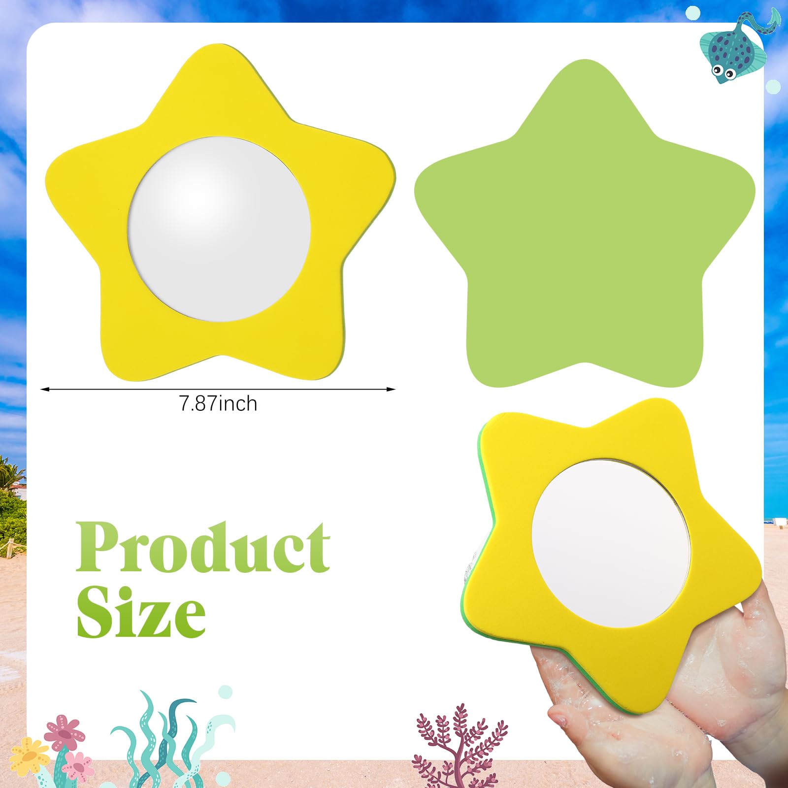 6 Pcs Baby Bath Mirror for Kids Foam Toys Toddler Stick on Wall Stick Removable Bathtub Mirror for Learning Cause Effect Reasoning Cognitive Skills Shower Play