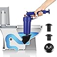 Toilet Plunger Set, Air Drain Blaster, Sink Plunger, Drain Clog Remover Tool, High Pressure Drain Blaster Gun Powerful Toilet Plunger-Blue for Sink, Toilets, Bathroom, Shower, Kitchen, Clogged Pipe