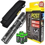 EdisonBright Bundle: NITECORE P12GT 1000 Lumen high Intensity CREE LED 350 Yards Long Throw Tactical Flashlight with 4 X CR123A Lithium Batteries