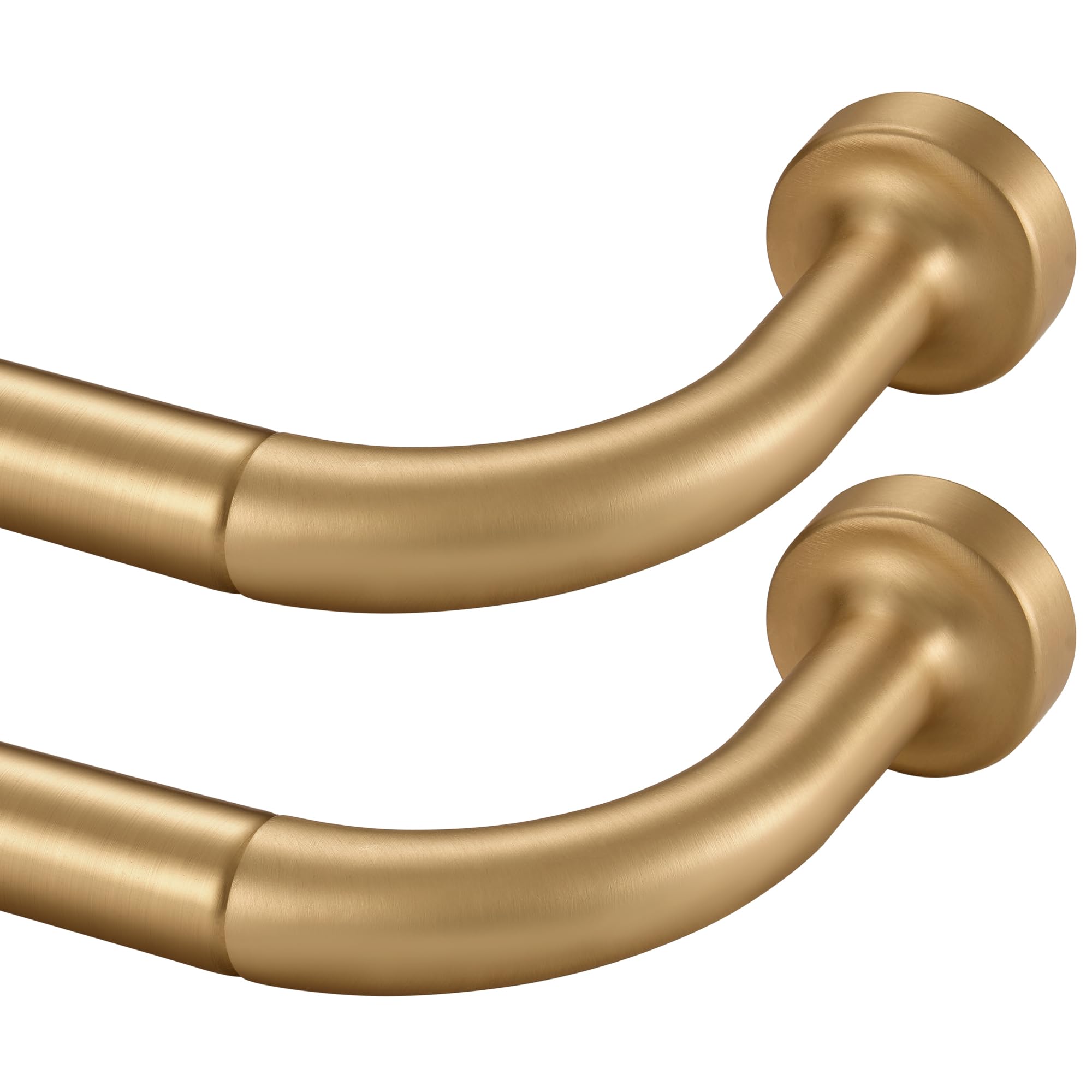 Photo 1 of Lwiiom 2 Pack Wrap Around Curtain Rod for Windows 28 to 56 Inch, Internal Splicing 1 Inch Diameter Disc, Adjustable Room Darkening Curtain with Aluminum Finials and Brackets, Warm Gold