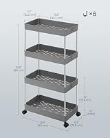 SONGMICS 4-Tier Storage Trolley with Wheels Dove Grey KSC010G01 86 cm view 4