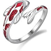 Red Koi Fish Ring for Women: 925 Sterling Silver Koi Open Rings Dainty Adjustable Cute Good Luck Promise Jewelry Anxiety Fidget Gift for fishing Mother Daughter