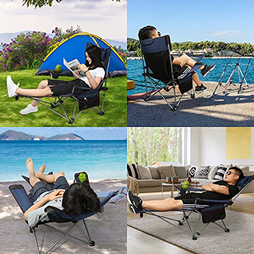 Campingstuhl Faltbar, Uverbon Faltstuhl Klappstuhl mit Getränkehaltern Polster und Armlehnen, Tragbar Leicht für Backpacking, Wandern, Picknick, Fische