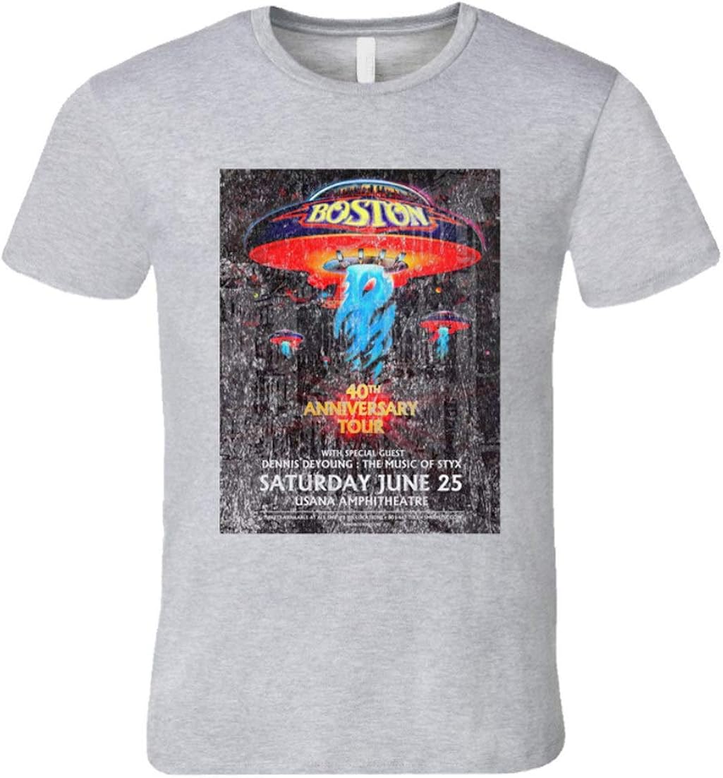 Boston Rock Concert Vintage Poster Faded TShirt Grey Amazon.co.uk