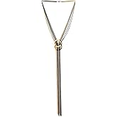 COOLSTEELANDBEYOND 18K Gold-Plated Black Multi-Strand Chains Necklace Two Interlocking Circles Charm Long Tassel Pendant