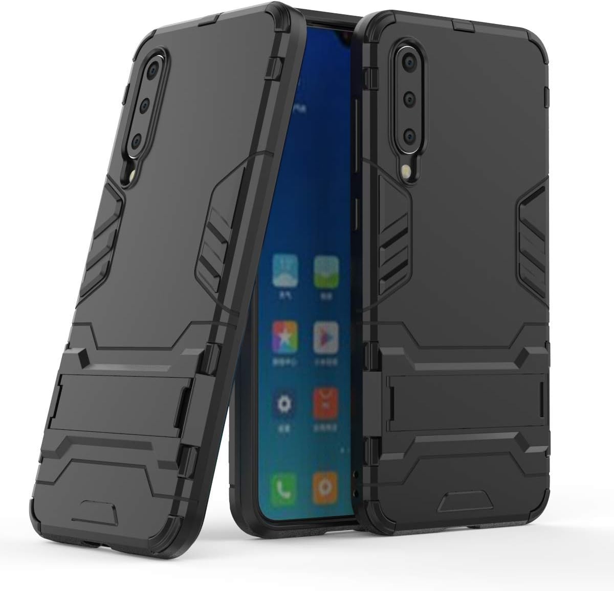MISIDE Compatible for Xiaomi Mi 9 SE Case,[Scratchproof and Shockproof] 2 in 1 Hybrid Rugged Heavy Duty Armor Hard Back Cover with Kickstand for Xiaomi Mi 9 SE (Black)