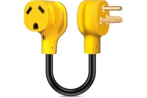 PLUGOOD RV Power Adapter Cord NEMA 6-50P Male to NEMA TT-30R Female 250V 30A 12 Inch Heavy Duty Electrical Adapter Plug with LED Indicator and Grip Handle Dogbone Adapter with Molded Plug ETL Listed