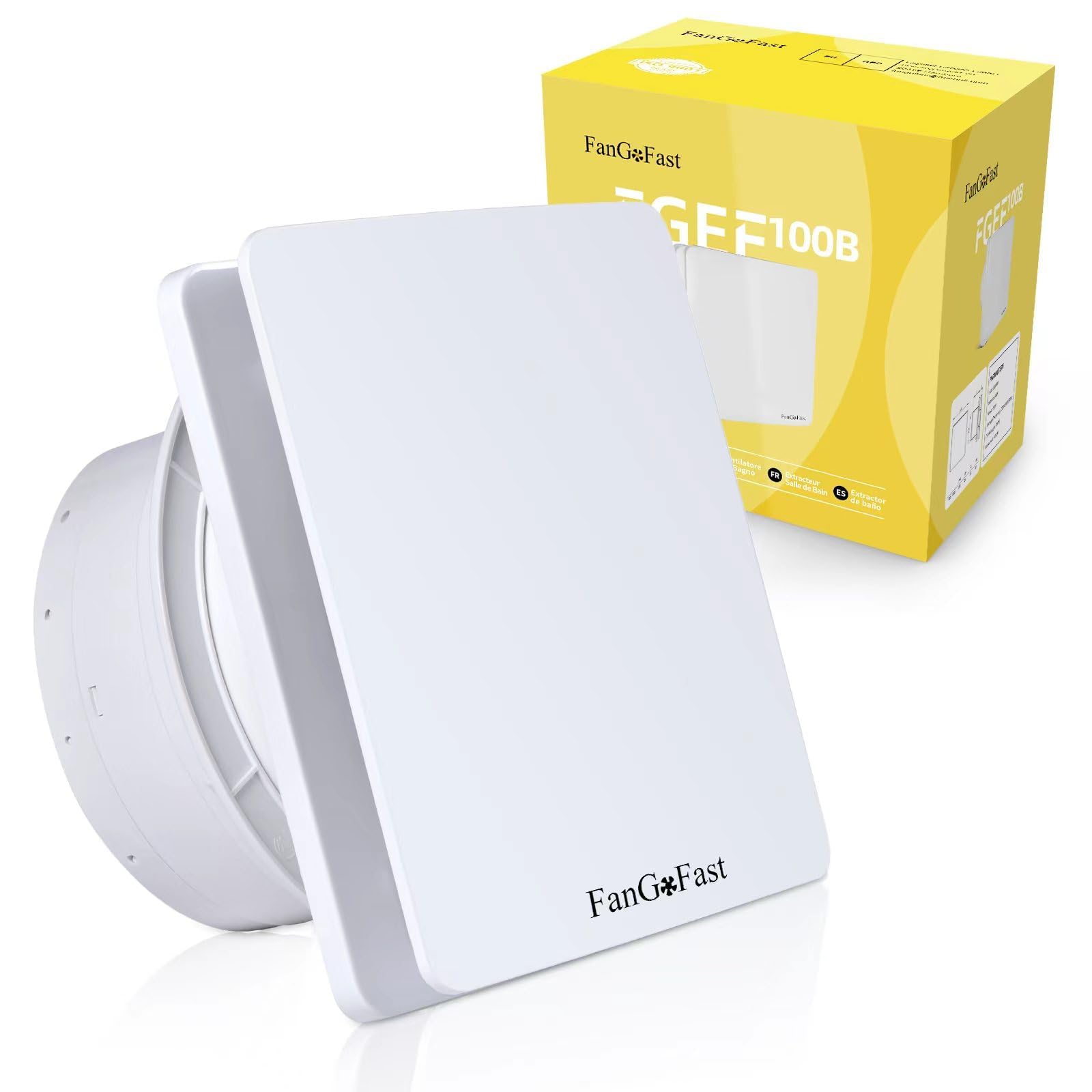 FanGoFast 100mm Bathroom Extractor Fan, 12W Bathroom Fan Quiet with Backflow Flap for Ventilation in Bathroom and Toilet Kitchen Against Moisture and Mould Without Timer (100B)