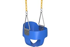 Jungle Gym Kingdom Toddler Swing - Heavy Duty, High Back, Full Bucket Baby Swing Seat with Coated Chains for Outdoor Use - Fully Assembled - Blue