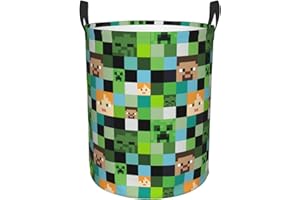 Gbuzozie Video Game Mosaic Background Round Laundry Hamper Storage Basket Toys Clothes Organizer Bin For Home Bathroom Bedroom Dorm Nursery, 38l, Black