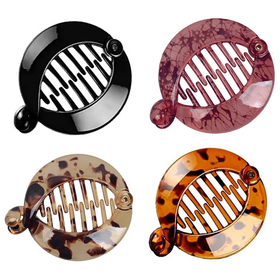 LSUWDE 4 Pcs Banana Hair Clips, Fishtail Hair Clip, French Banana Clips, Fish Hair Clips, Fishtail Hairpins, Banana Hair Comb, Round Hair Comb, Ponytail Hair Styling Accessories for Women and Girls