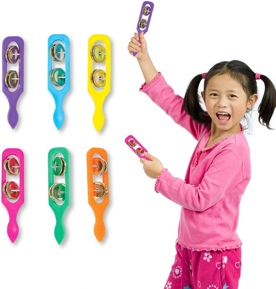 ArtCreativity Cymbals for Kids - Pack of 12 - Handheld Music Toys, Colorful Rattle Musical Instruments for Children, Fun Party Noisemakers, Party Favors and Goodie Bag Fillers for Boys and Girls: Toys & Games