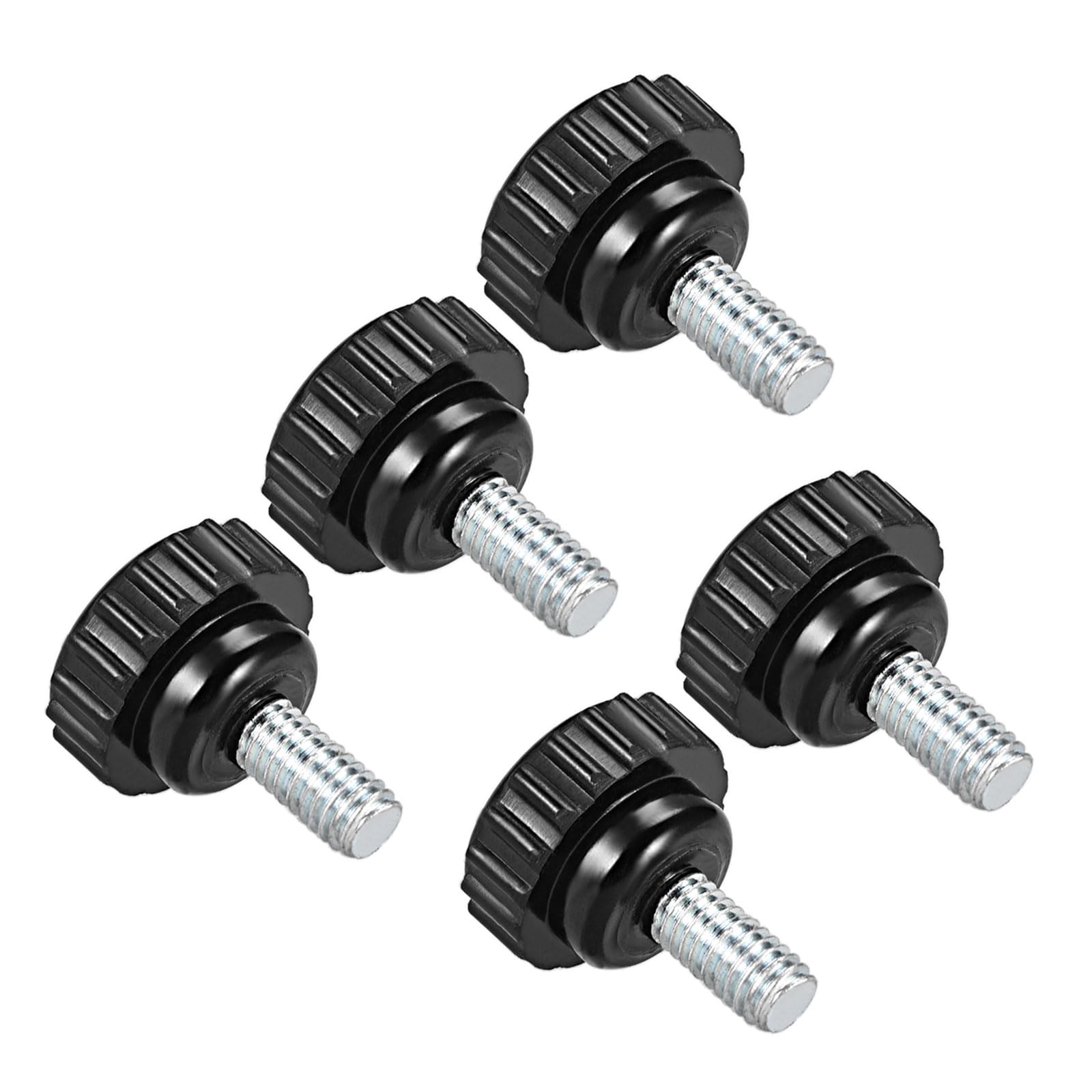 CoCud Knurled Clamping Knobs, M6 x 10mm Male Thread 21mm Head, Thermoset Plastic Thumb Screw Grip Bolt Knobs Black - (Applications: for Lathe Machinery), 5-Pieces