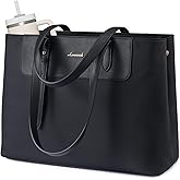 LOVEVOOK Laptop Tote Bag for Women, Water-Resistant Work Tote Bag Large Capacity Computer Bag for Travel, Nylon & PU