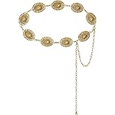 XILTAEN Western Metal Concho Belt for Women Boho Metal Belts for Country Concert Dresses Jeans Cowgirl Vintage Waist Belt