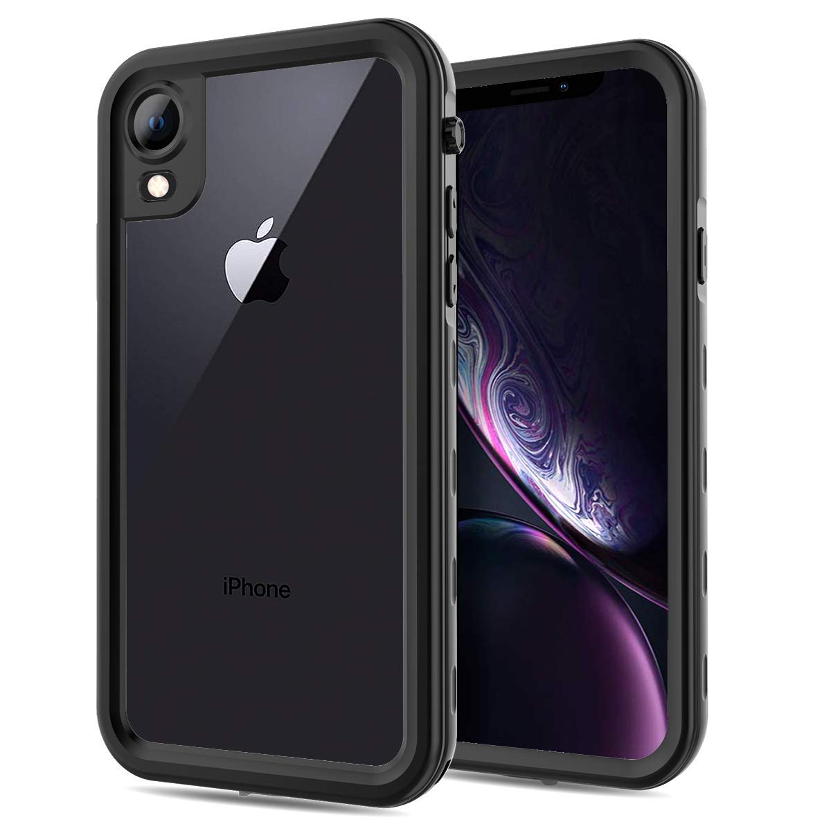Photo 1 of FXXXLTF Compatible with Apple iPhone XR Case, Full-Body Protective Waterproof Case, Shockproof Snowproof Clear Cover for iPhone XR (6.1 Inch,Black)