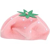 BESTYASH Strawberry Beret Hat Wool Artist Cap for Women Girls Autumn Winter Party Cosplay Accessory Cute Warm Stylish 10.62X10.62In
