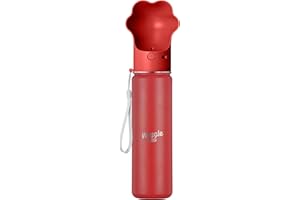 Waggle Bottle Stainless Steel Dog Travel Water Bottle, Vacuum Insulated Portable Dog Water Dispenser, Drink Cup and Snack Container On The Go, Outdoor Walking, Hiking, Travel (Red, 22oz)