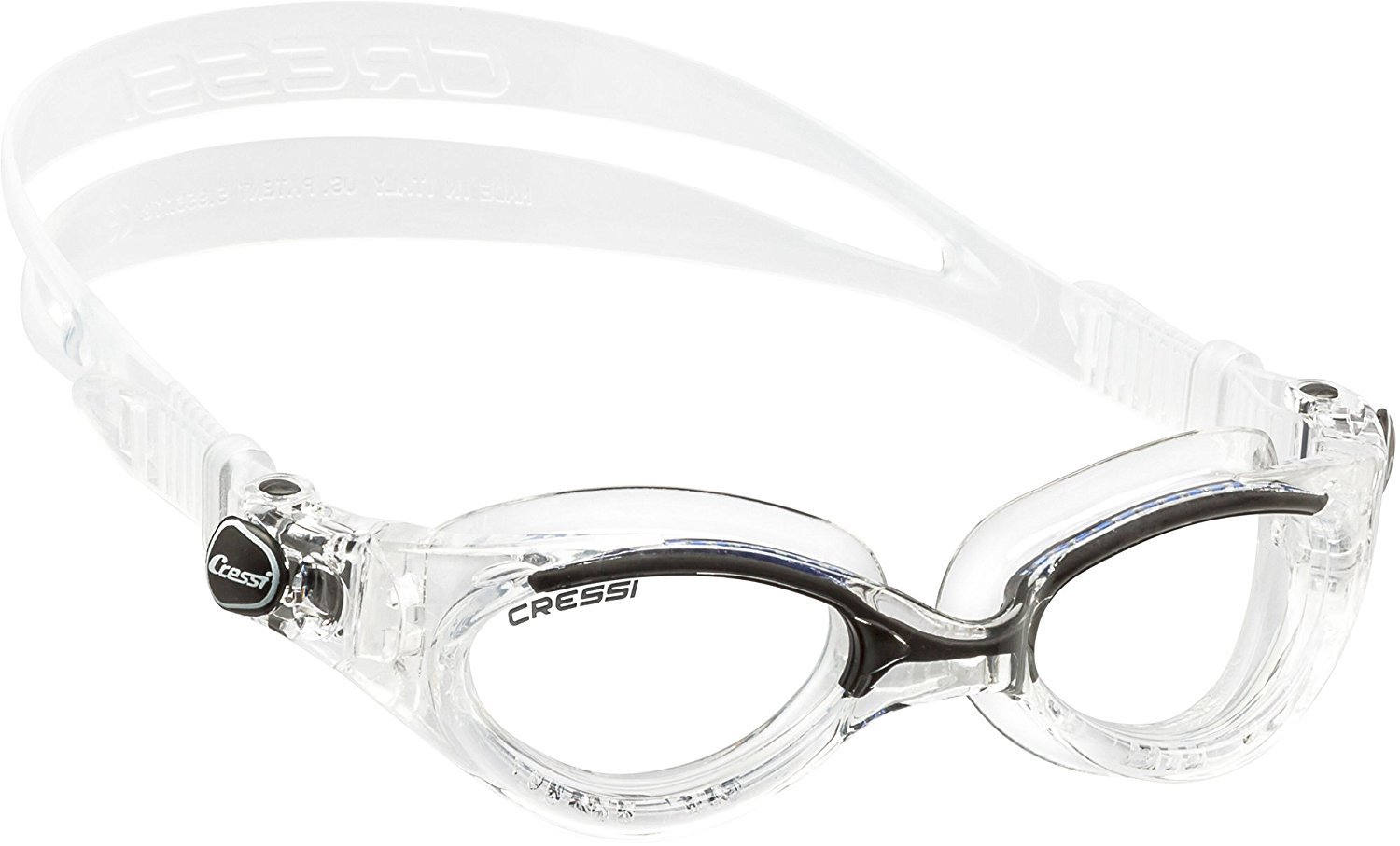 Cressi Lady Flash Goggles - Separate Eyepiece Swimming Goggles with Fogproof, Scratchproof, Anti-UV Lenses, Clear/Frame Clear Black - Clear Lens, One Size