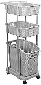 JFJL Cesta De Lavadero con Ruedas,Carro De Almacenamiento De Ropa para