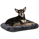QuietTime by MidWest 18" Dog Crate Bolster Bed, Gray, Toy Breeds | Faux Fur Crate Mat, Measures 17.33 x 12.68 x 2.56 Inches, Machine Washable Pet Bed, Fits Most 18-Inch Dog Crates