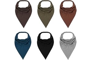 Soft Elastic Triangle Bandana Head Scarves, 6Pcs Elastic Hair Scarf Boho Headbands Triangle Bandana Solid Color Headbands