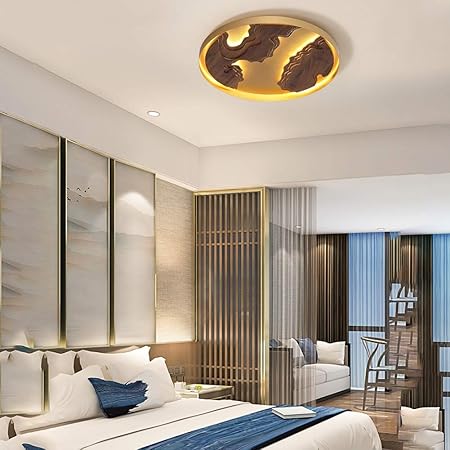 Lampada Da Soffitto Rotonda In Legno Massello Plafoniera A