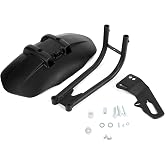 Qiilu Motorcycle Rear Mudguard, Black ABS &amp; Stainless Steel, Universal Fit for Convex Rear Flat Fork 12-18inch Tires