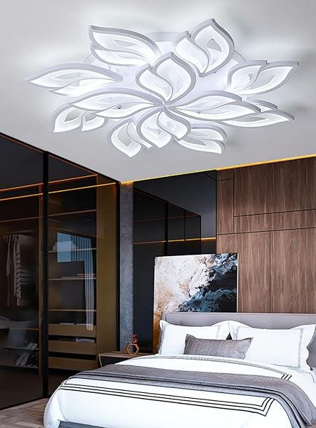 RUTAIDYE MODERN LED CEILING LIGHT FIXTURE FLUSH MOUNT CHANDELIER CEILING LAPM WITH 12-LEAF DIMMABLE REMOTE CONTROL CEILING LIGHTS FOR LIVING ROOM DINING ROOM BEDROOM