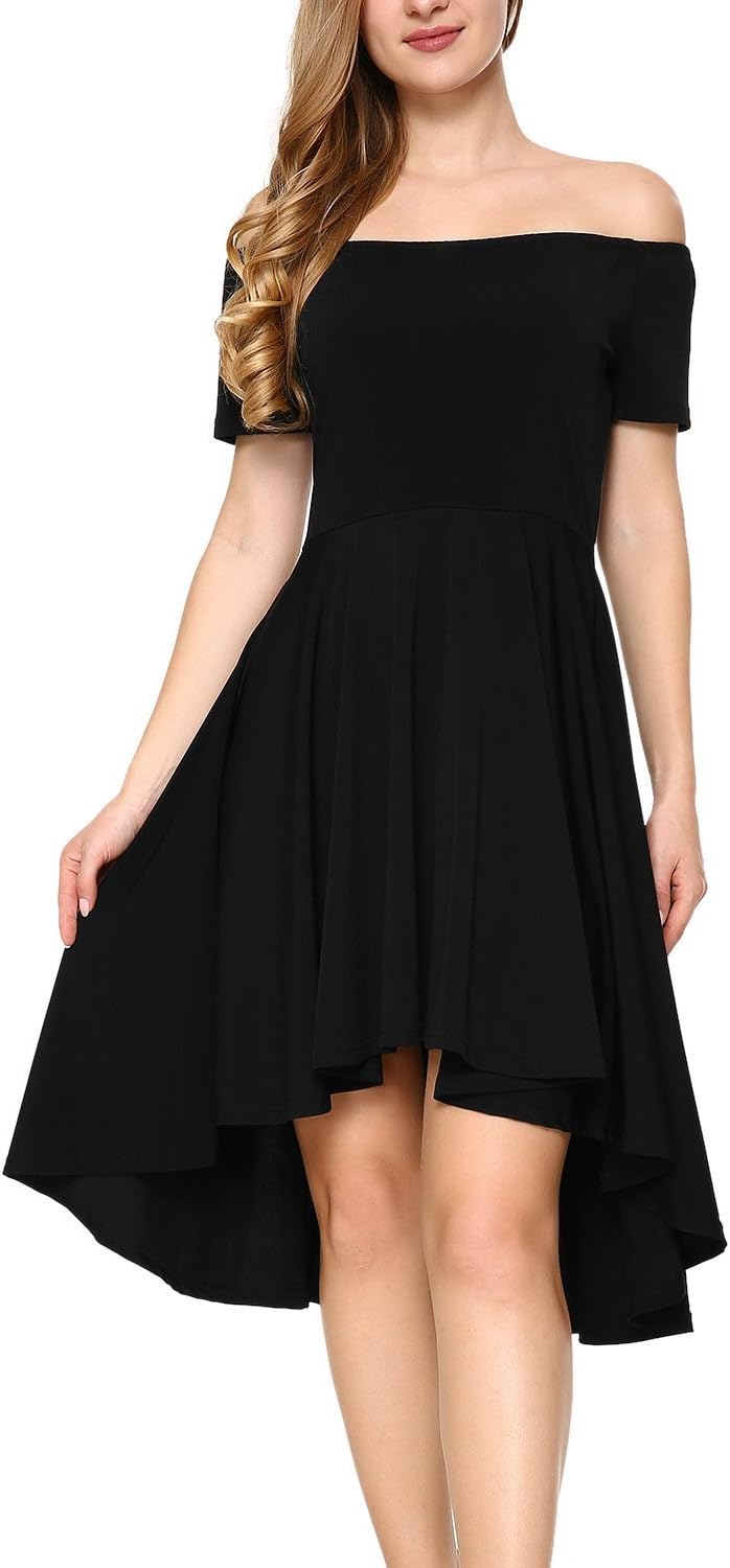 Mixfeer Women Off The Shoulder Dress High Low Cocktail Dress High Low Skater Dress