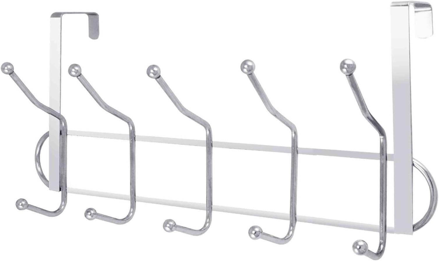 OVER THE DOOR HOOKS CHROME WASH ROOM COAT HANGER CLOTHES TOWEL STORAGE (10)
