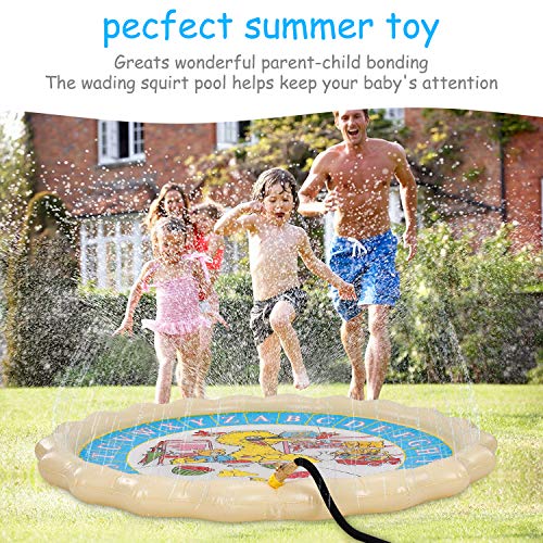 Supkiir Sprinkler Pad for Kids, Splash Play Mat for Learning, Inflatable Water Toys for Boys and Girls-"from A to Z" Outdoor Swimming Party Sprinkler Pool for Toddlers and Children