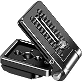 Foldable Camera L Bracket,Tripod Quick Release Plate, Aluminum Vertical Horizontal Switching Mount with Arca Swiss 1/4" & 3/8" Threaded for DSLR Mirrorless Camera Stabilizer Monopod Tripod Gimbal