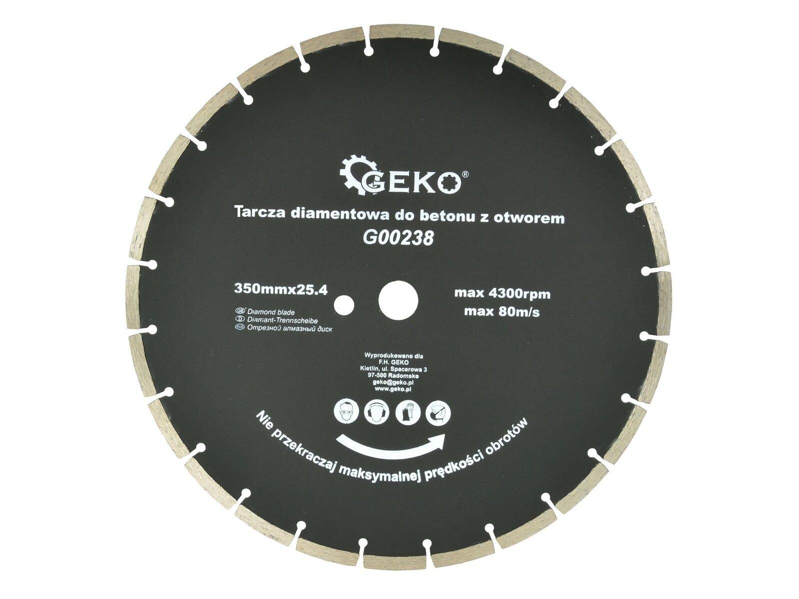 Geko G00238 Segmented Rim Diamond Blade 350 mm x 25.4 mm (Pack of 6)