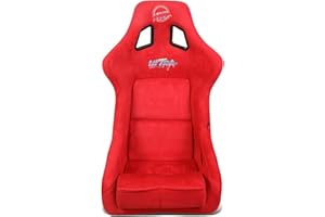 NRG Innovations NRG-FRP-302RD-ULTRA Prisma Fixed Back Bucket Racing Seat W/Bottom Mount, Washed Up Light Red Seat/Gold Sparkle Back