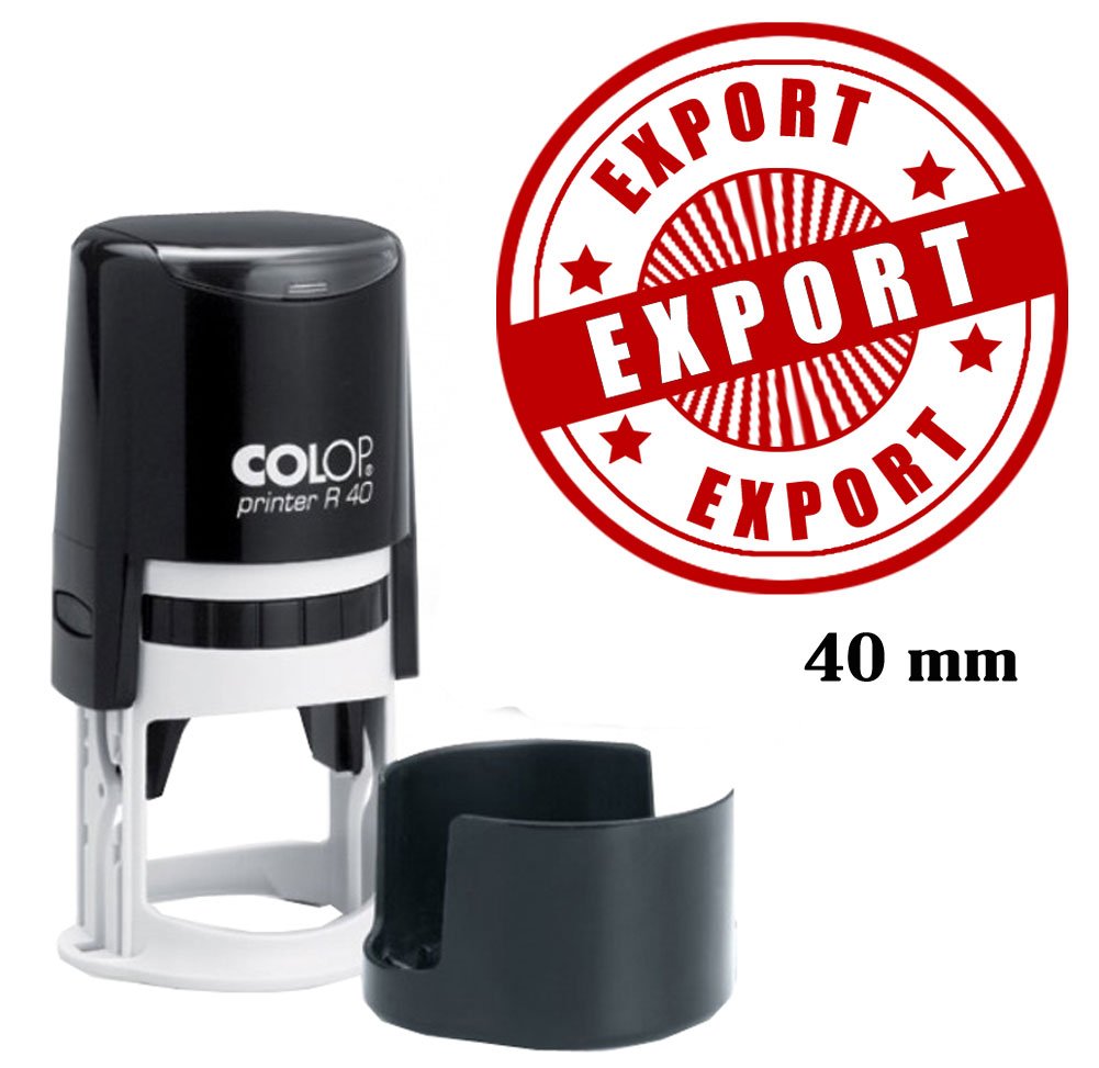 Export Stamp Self Inking Colop Round Rubber Stamper - Red Ink Office Stamp 40 mm