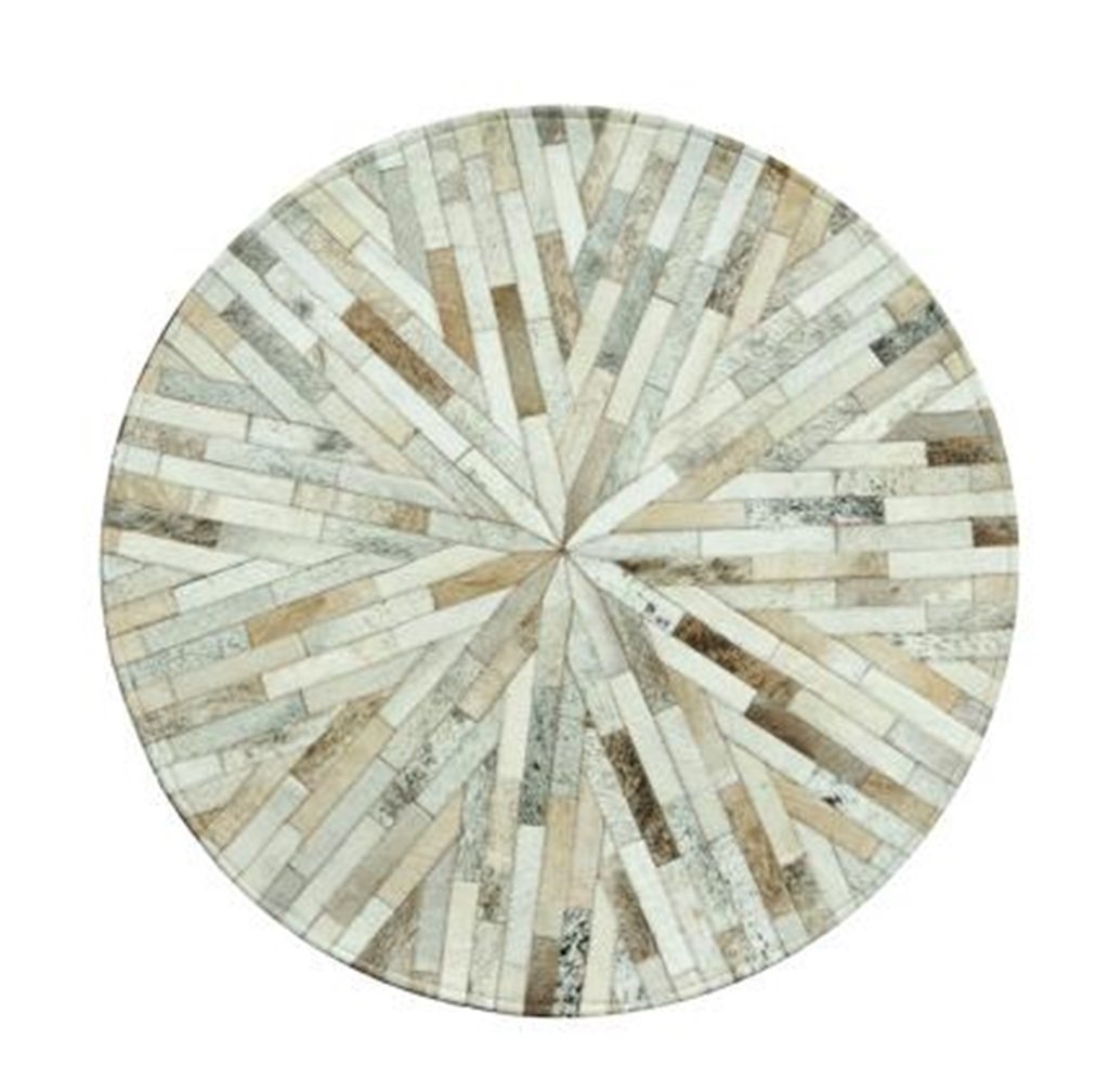 Beige Stripes Grosse Diameter 100cm Leder Nahte Runde Teppiche