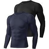 Compression Shirts for Men - Long Sleeve Black Workout Base Layer Athletic Gym Tops Quick Dry Running Undershirts