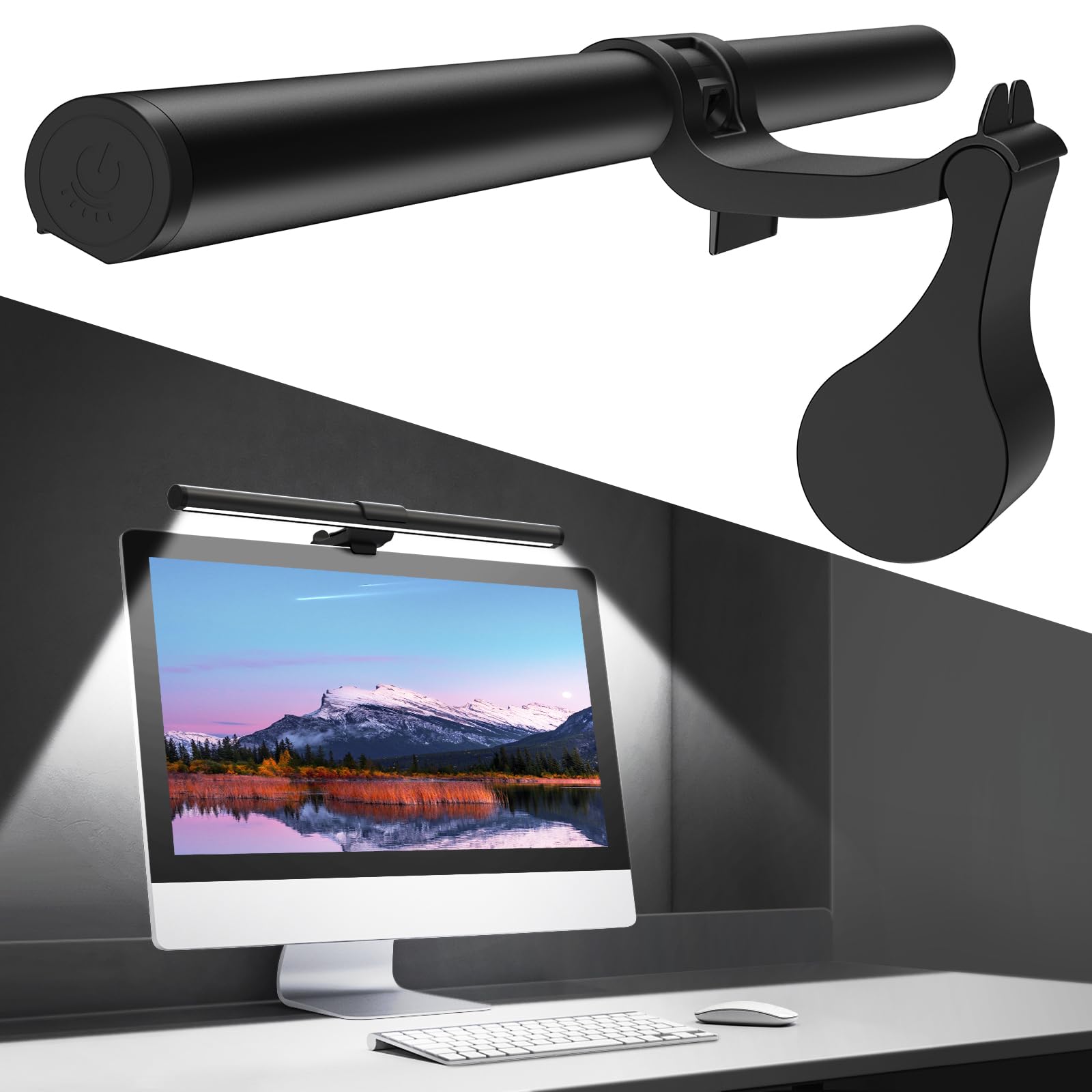 OOWOLF LED Monitor Light Bar(No Backlight), Computer Light Bar CRI≥95 Filter Blue-Light, Memory Dimming 3 Color Screen Light Bar to Eyes Care, Monitor Lamp fit Curved Monitors