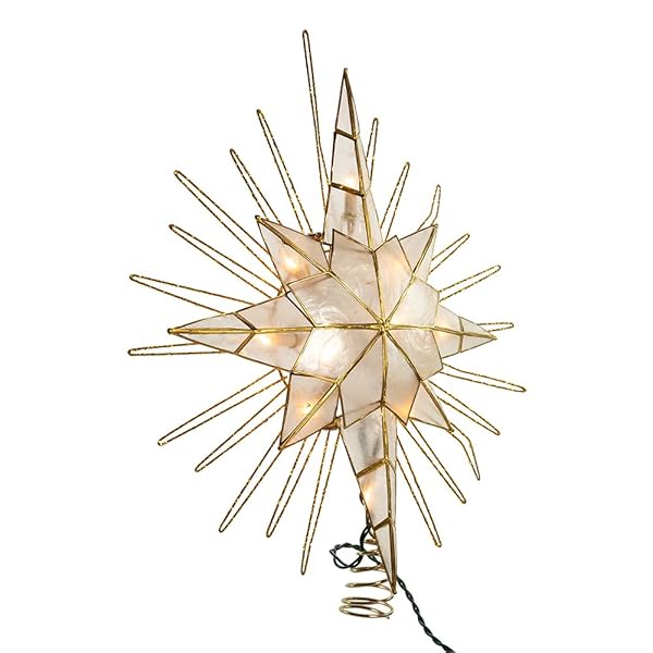 KURT ADLER 10 LIGHT GOLD GLITTER CAPIZ BETHLEHEM...