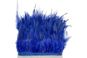 LONDGEN Rooster Hackle Feather Fringe Trim for Dress Decoration and Sewing Accessories Pack of 2 Yards(Royal Blue, 2 Yards)
