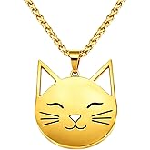 Zeraph Cat Necklace – Cute Kitty Pendant Jewelry for Women (Chain 16"+2")