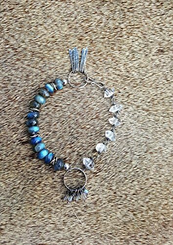 Sterling Silver and Labradorite Bracelet with Herkimer Diamond Quartz